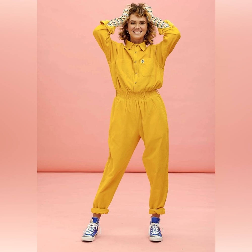 Lucy & Yak yellow corduroy dungarees